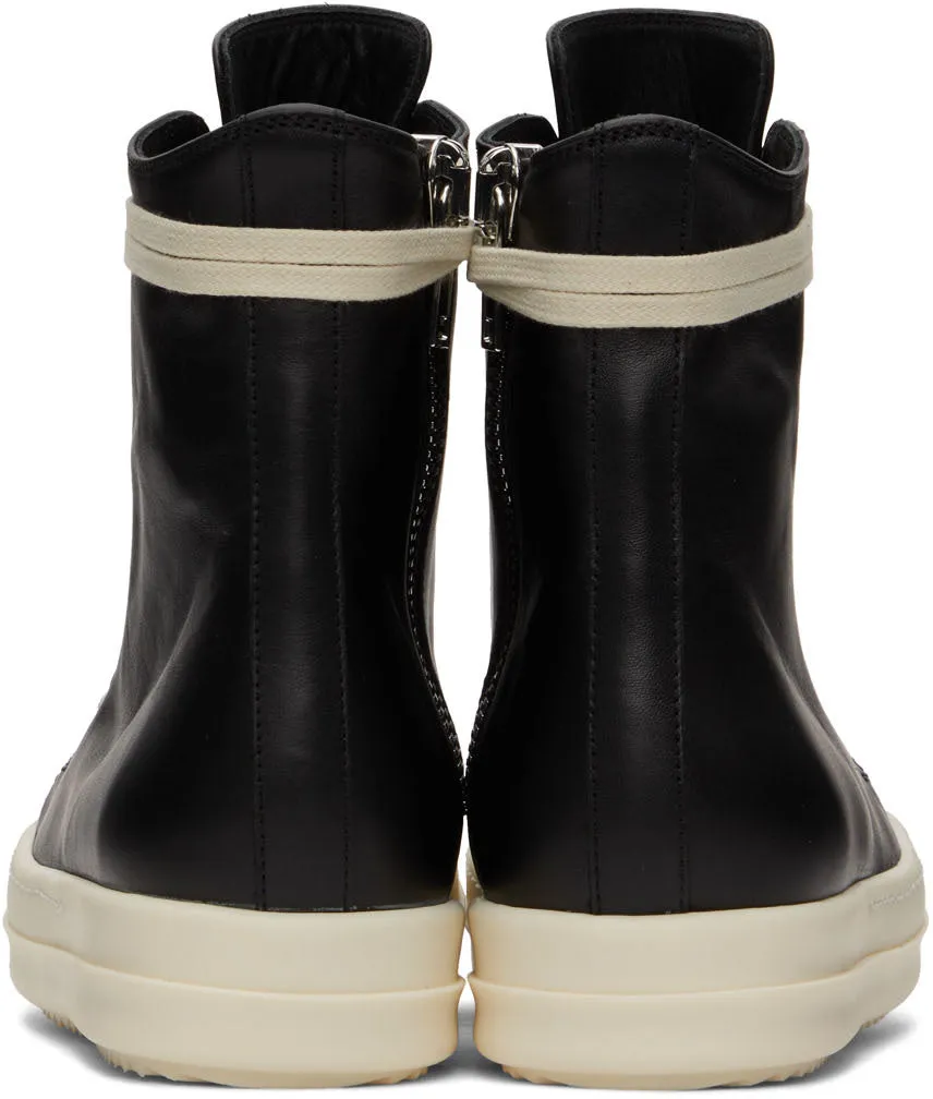 RICK OWENS Black Calfskin High Sneakers