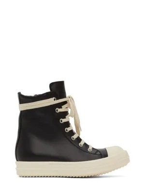 RICK OWENS Black Calfskin High Sneakers