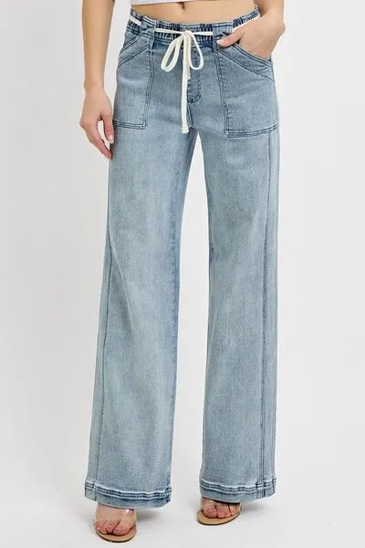 RISEN Full Size Straight Leg Jeans with Pockets Plus Size ONLINE EXCLUSIVE
