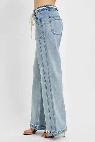 RISEN Full Size Straight Leg Jeans with Pockets Plus Size ONLINE EXCLUSIVE
