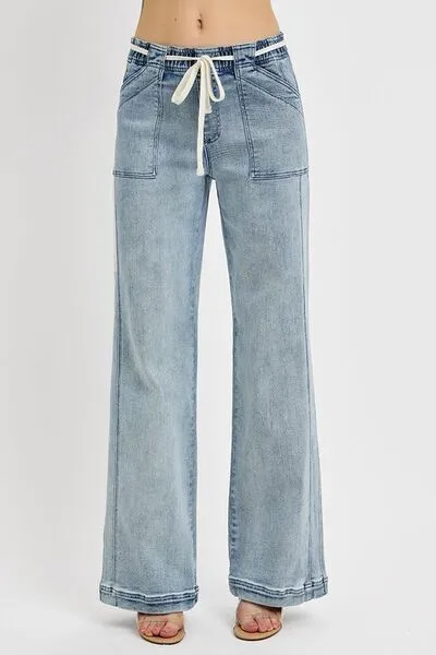 RISEN Full Size Straight Leg Jeans with Pockets Plus Size ONLINE EXCLUSIVE