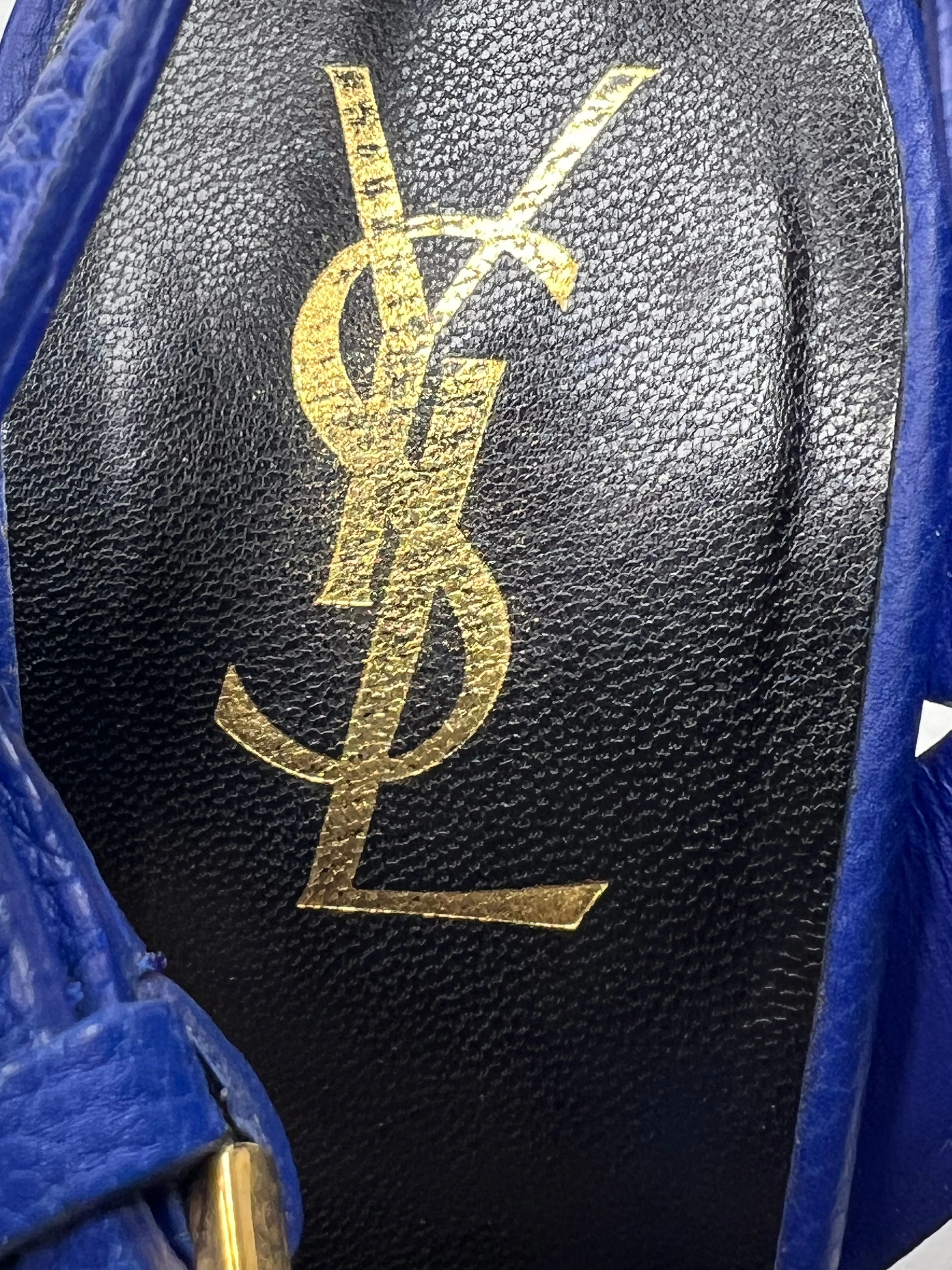 Saint Laurent Ysl Tribute Platform Sandal blue leather sandal heels size 36/ 6