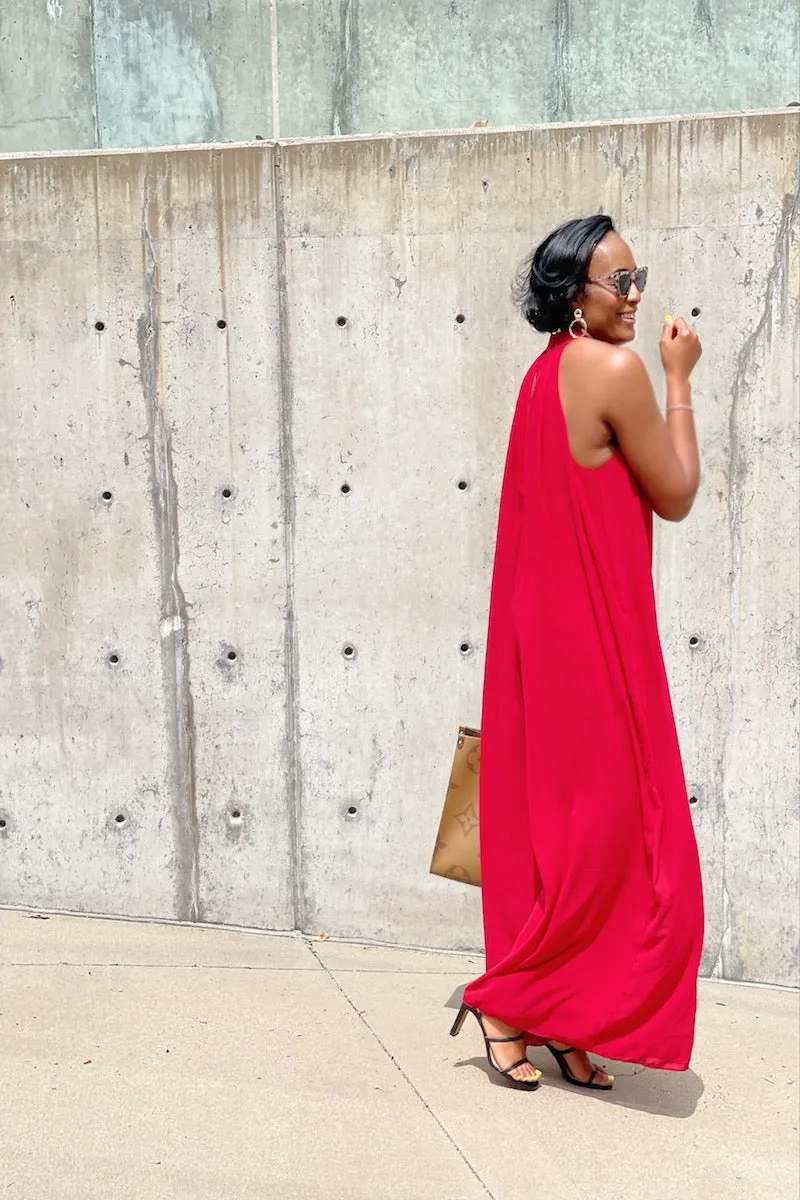 Scarlett Halter Top Wide Leg Jumpsuit (Red)
