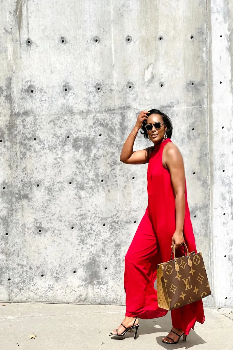 Scarlett Halter Top Wide Leg Jumpsuit (Red)