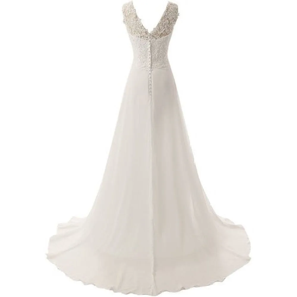 sd-hk White Wedding Dress Sleeveless Floor-Length Evening Party Gowns