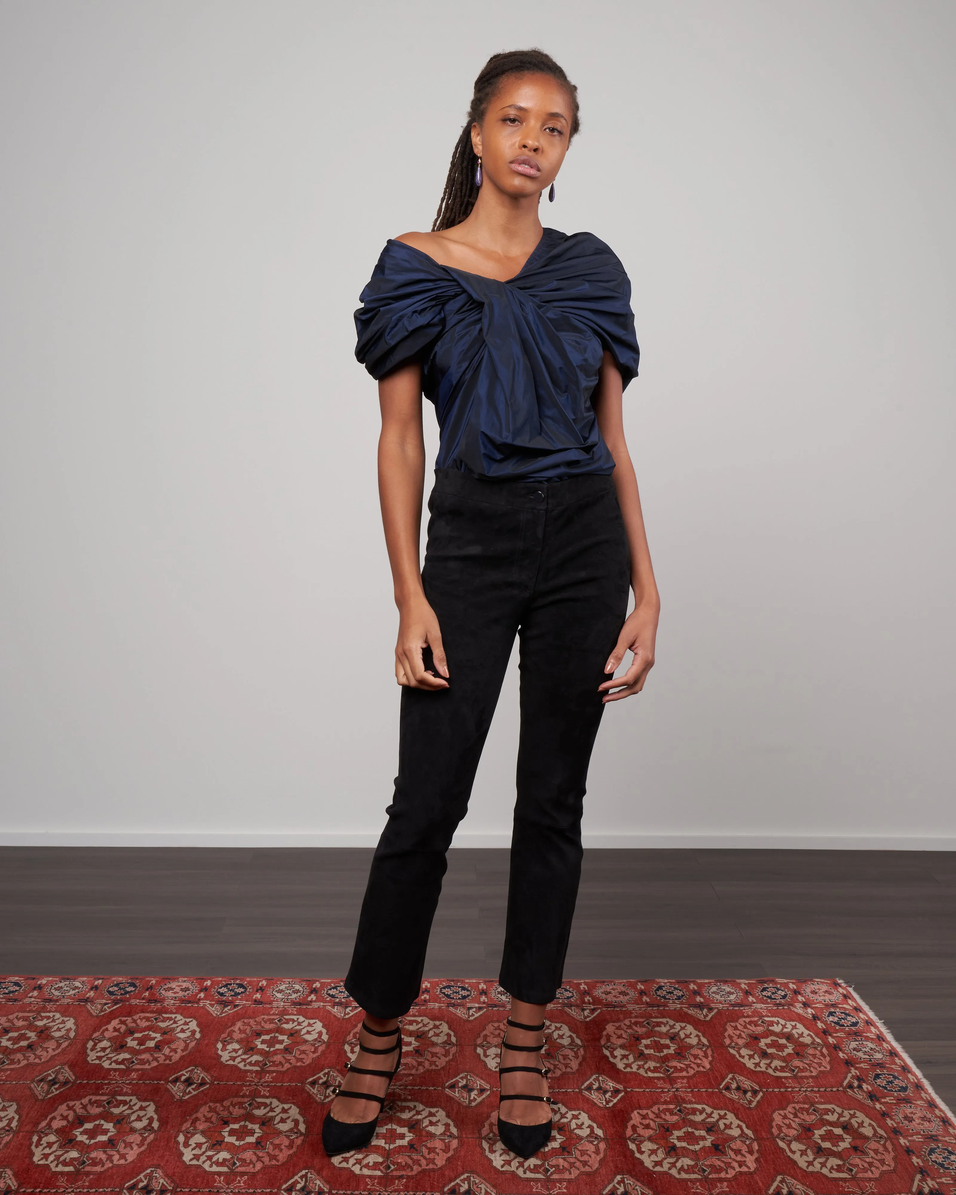 sheridan taffeta top - navy