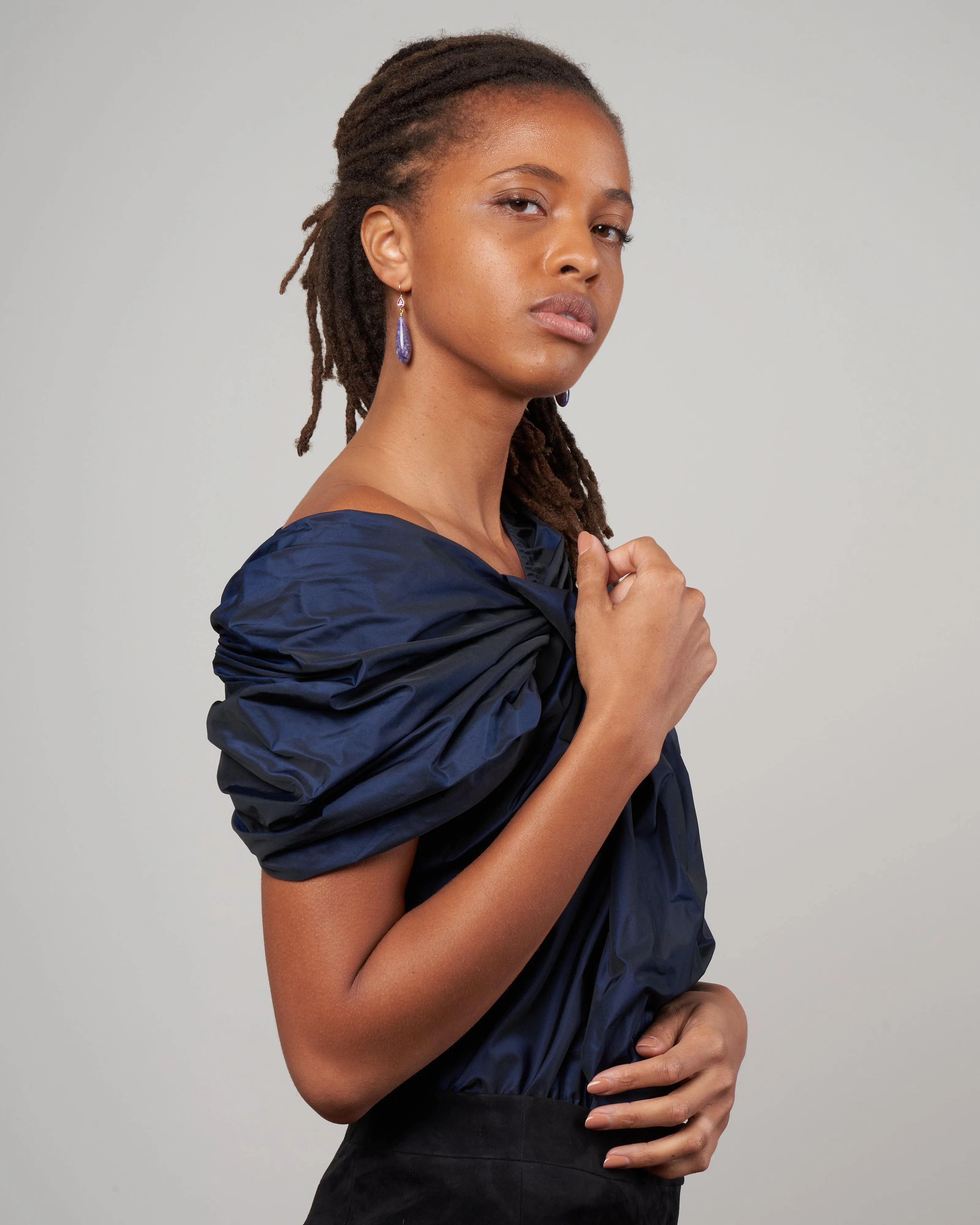 sheridan taffeta top - navy
