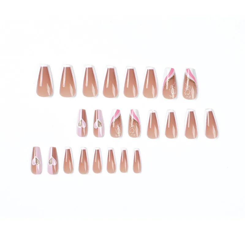 Short Coffin French white love sparkling pink