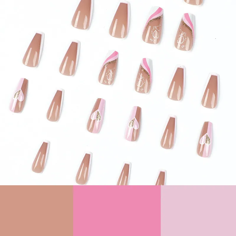 Short Coffin French white love sparkling pink