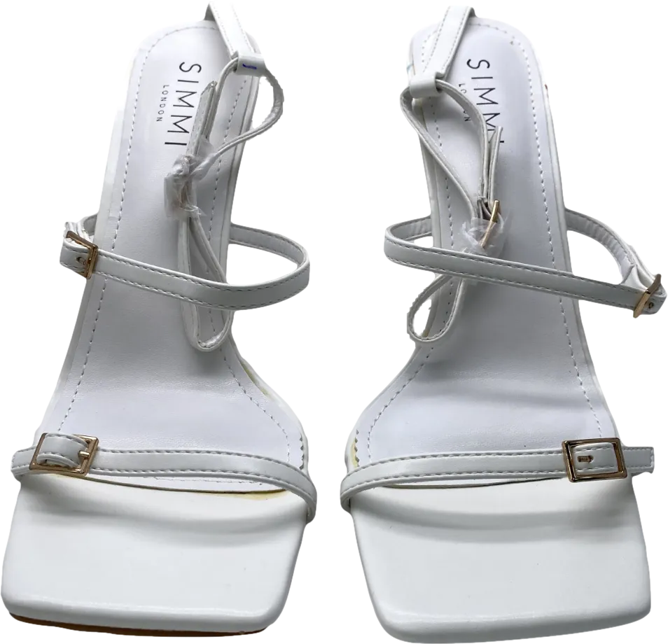 Simmi London White Strappy Heels With Gold Detail UK 7 EU 40 👠