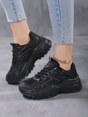 Simple Front Tie Thick Sole Sneakers