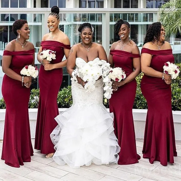 Simple Off-shoulder Mermaid Elegant Pretty Long Bridesmaid Dresses, BDS0242