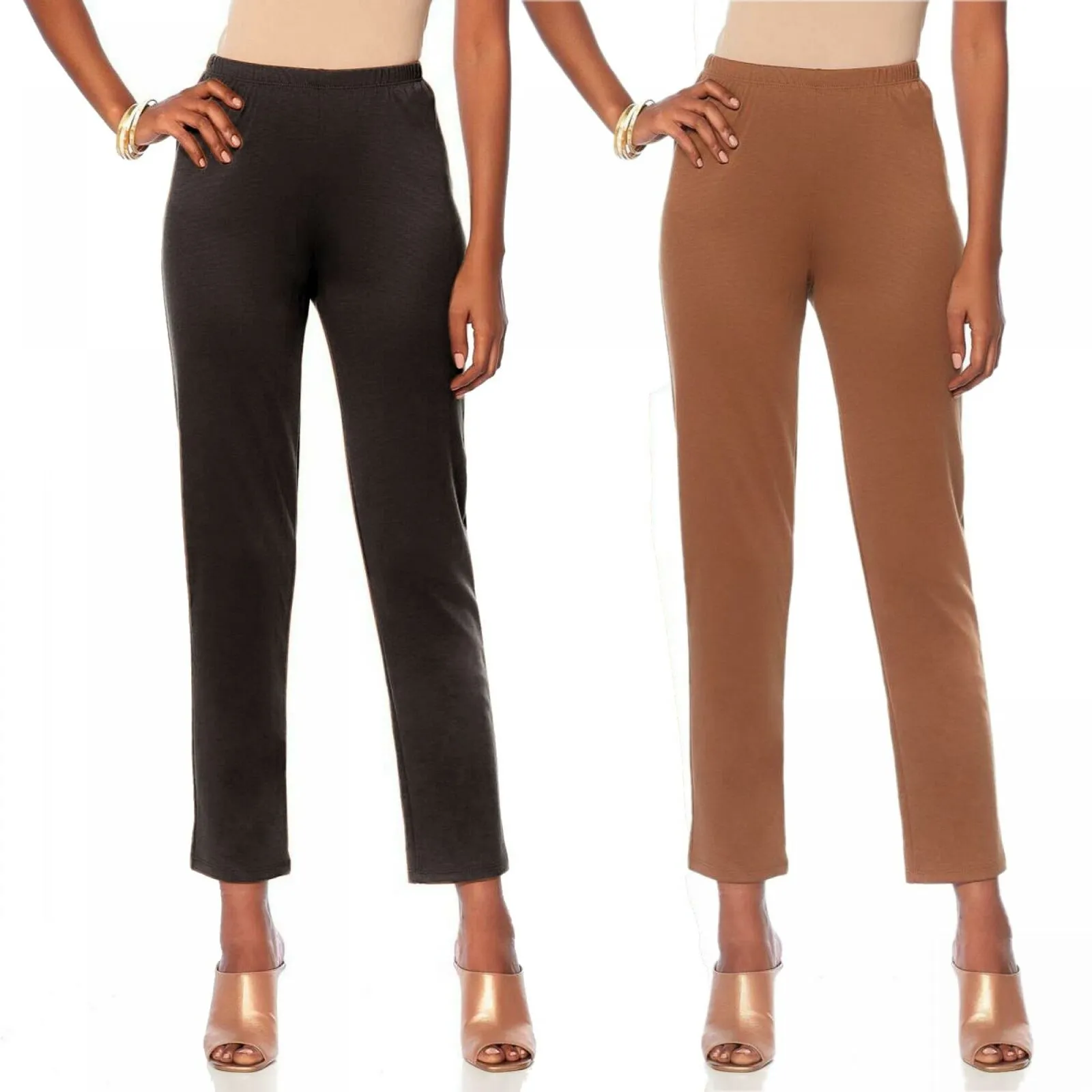 Slinky Brand Women's Plus Size 2 Pack Knit Ponte Skinny Pants