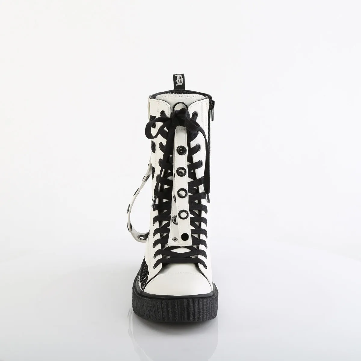 SNEEKER-325  White Vegan Leather-Fishnet