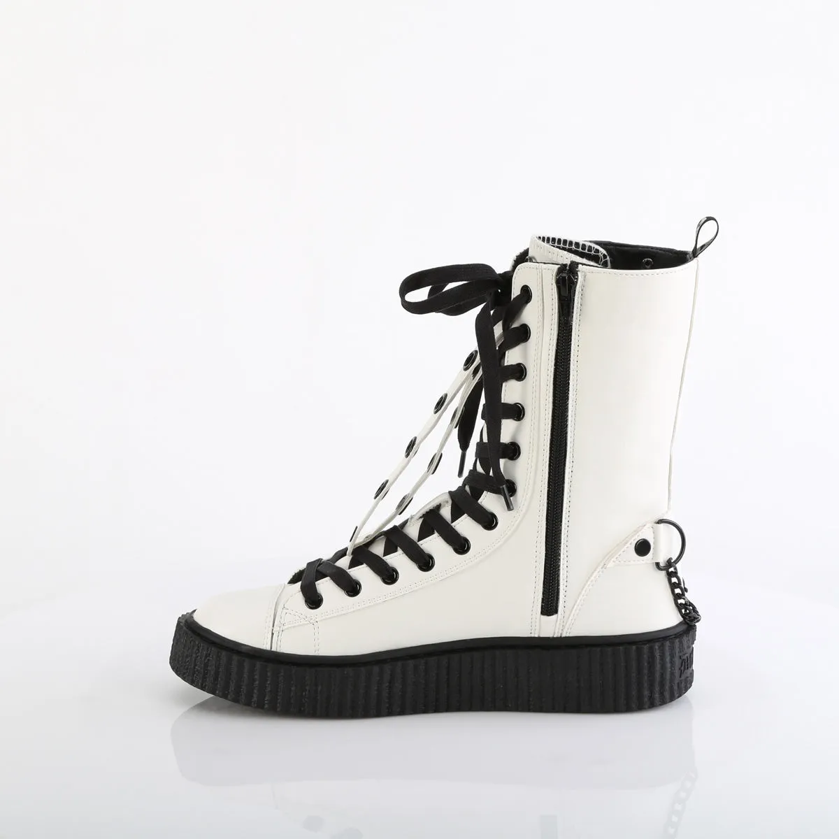 SNEEKER-325  White Vegan Leather-Fishnet
