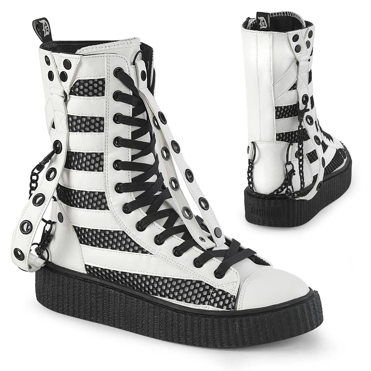 SNEEKER-325  White Vegan Leather-Fishnet