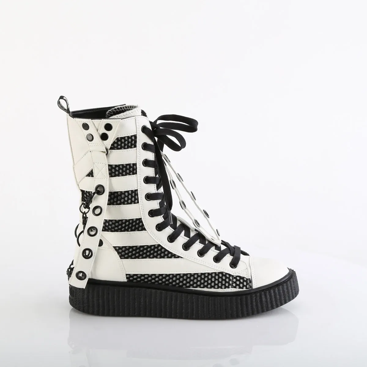 SNEEKER-325  White Vegan Leather-Fishnet