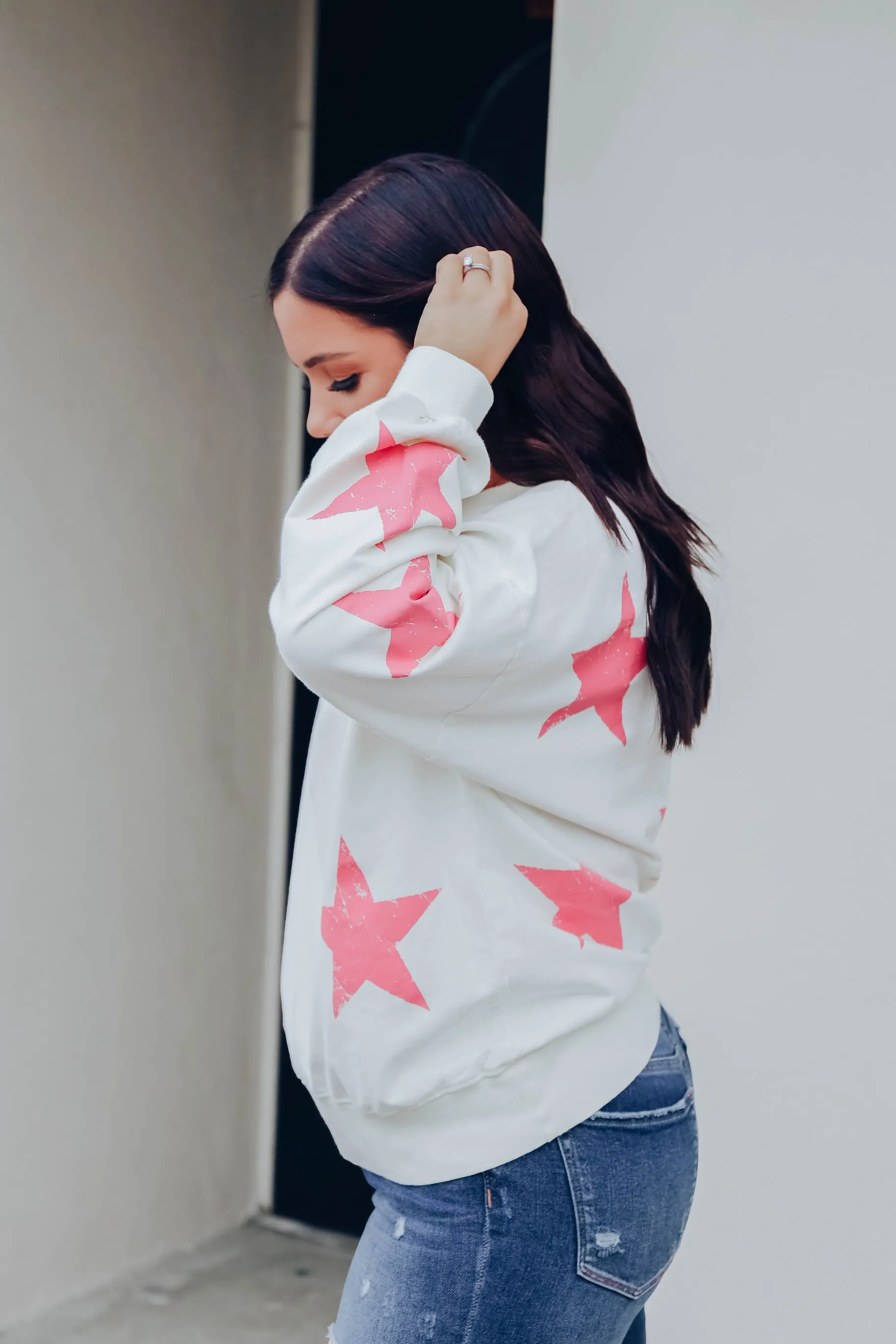 Spicy Pink Star Sweatshirt