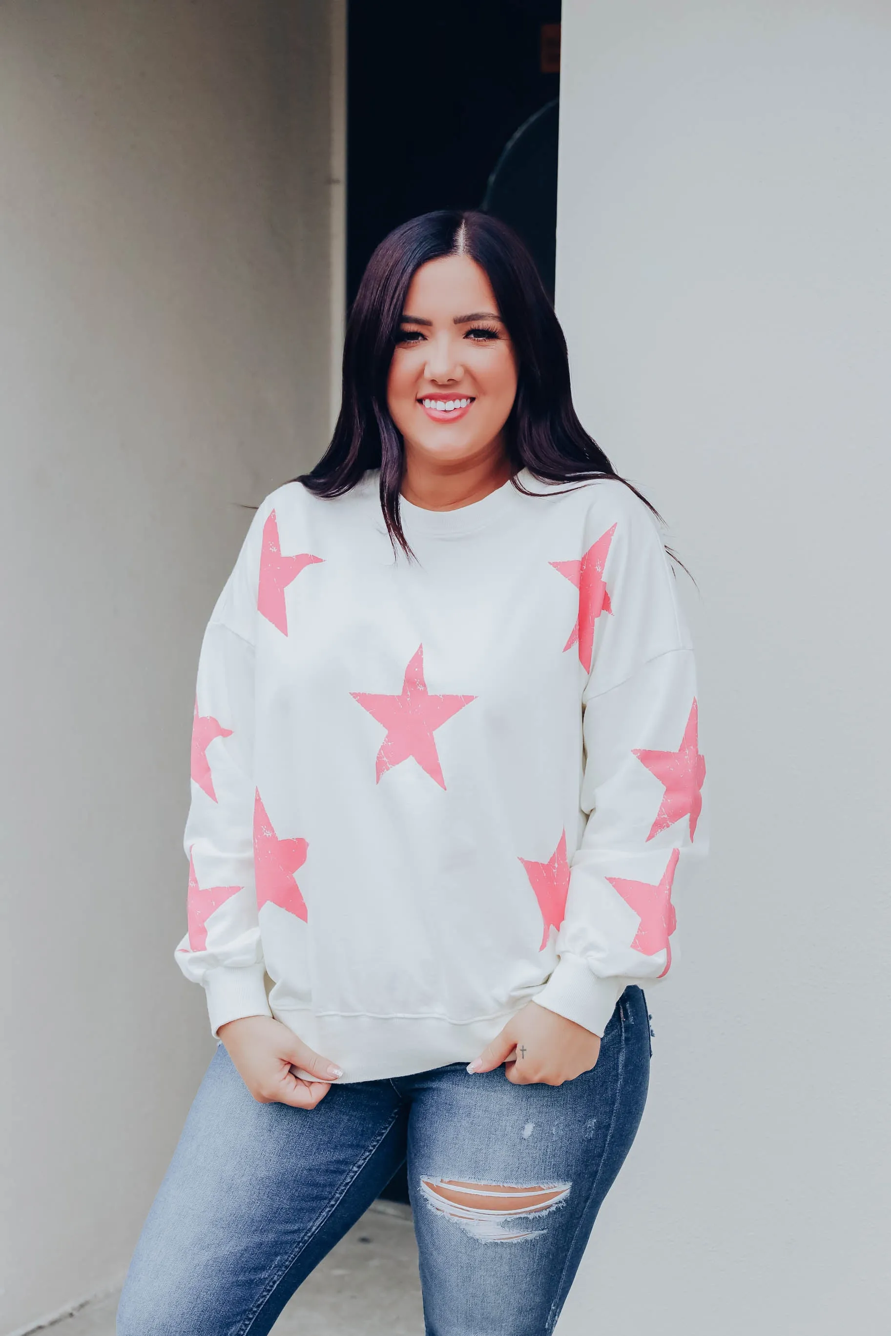 Spicy Pink Star Sweatshirt