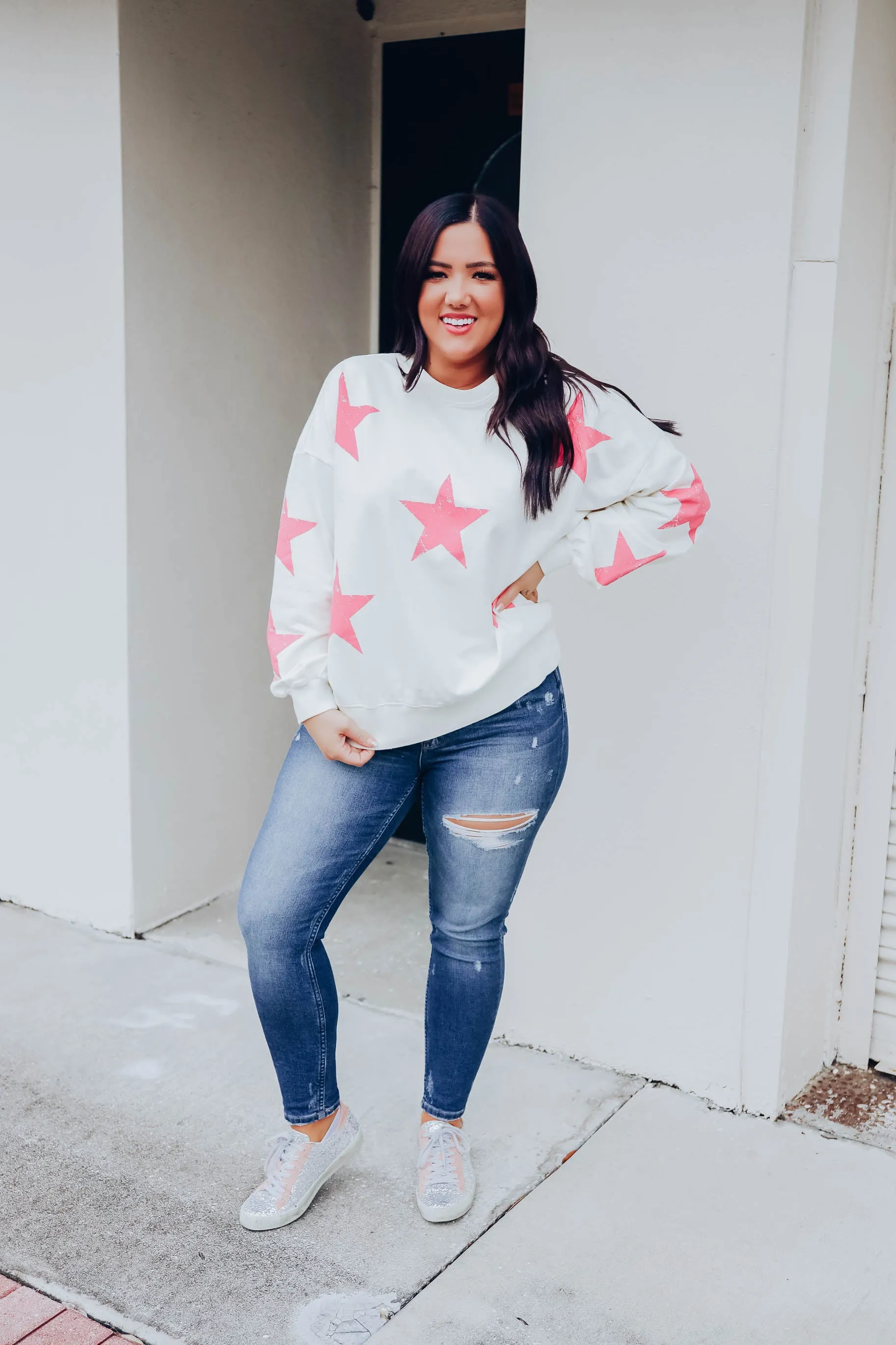 Spicy Pink Star Sweatshirt
