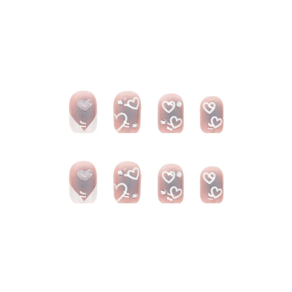 Square white blue French edge crystal love
