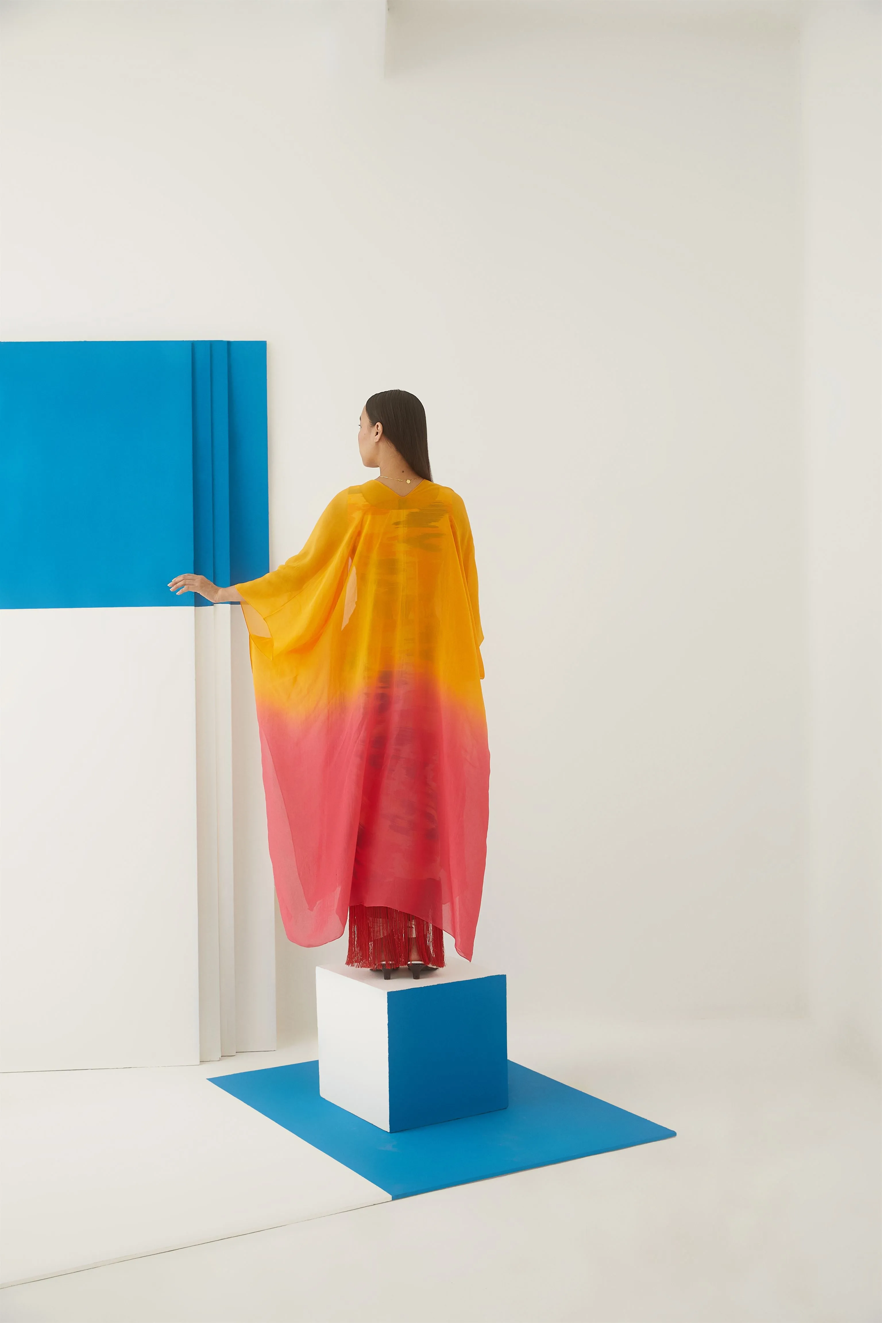 Studio Rigu Rublevo Ikat Draped Skirt With Blouse Digital Print Vegan Silk Arcadia Collection