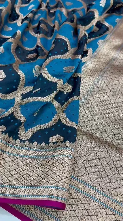 Stunning Pure Mashru Silver Zari Satin Silk Beautiful Muiticolor Saree