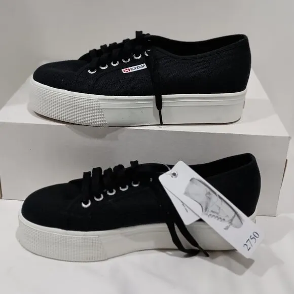 Superga Womens 2790 Acotw Platform Fashion Sneaker, Black/White, 9.5 US