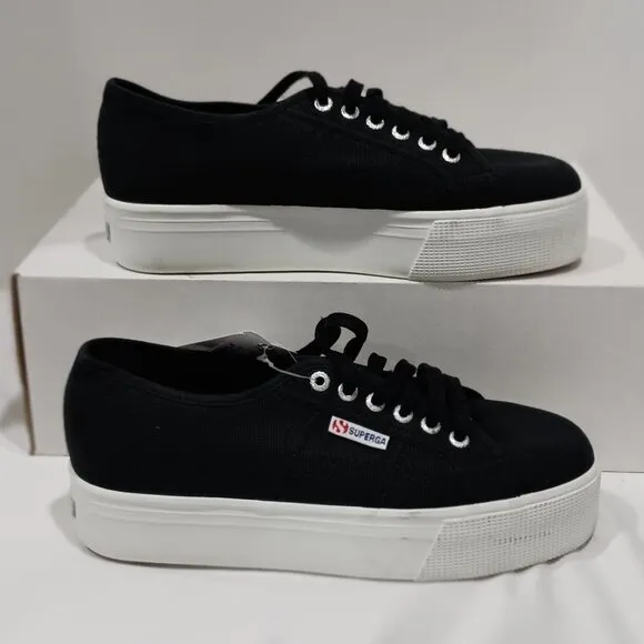 Superga Womens 2790 Acotw Platform Fashion Sneaker, Black/White, 9.5 US