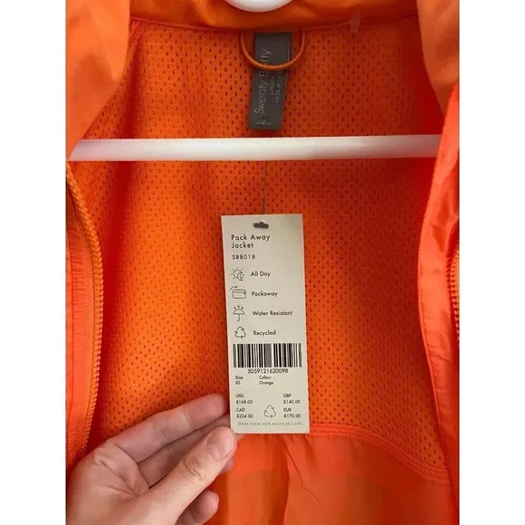 Sweaty Betty NWT Pack Away Jacket Hooded Lightweight Full Zip Size XS