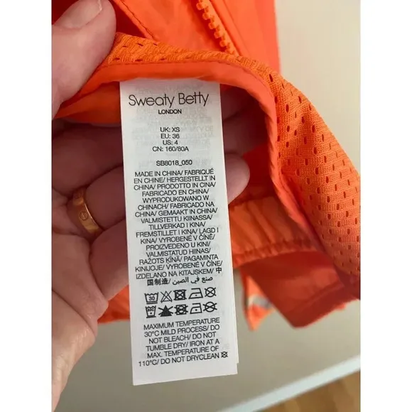 Sweaty Betty NWT Pack Away Jacket Hooded Lightweight Full Zip Size XS
