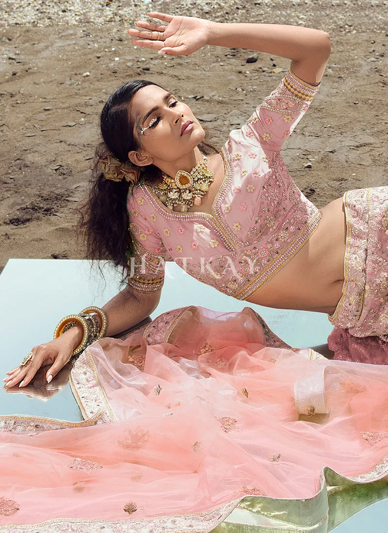 Sweet Pink Zarkan Embroidered Designer Lehenga Choli