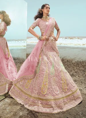 Sweet Pink Zarkan Embroidered Designer Lehenga Choli