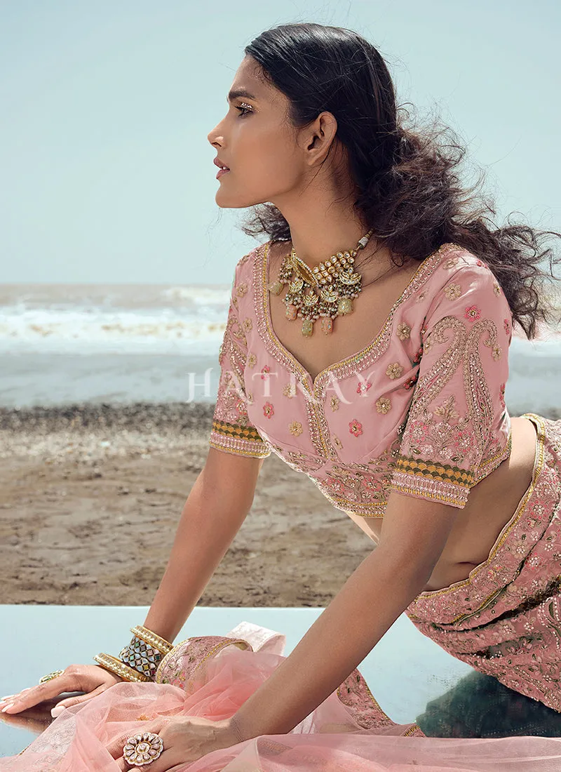Sweet Pink Zarkan Embroidered Designer Lehenga Choli