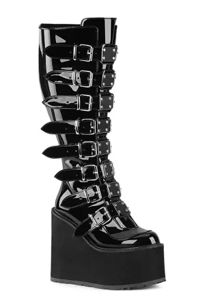 SWING-815WC Black Patent Knee Boot