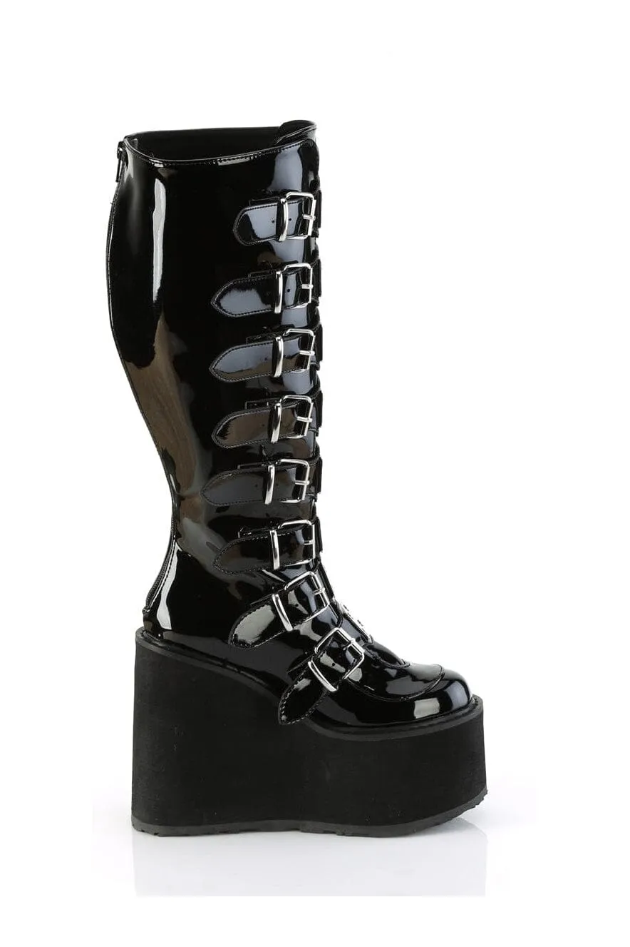 SWING-815WC Black Patent Knee Boot
