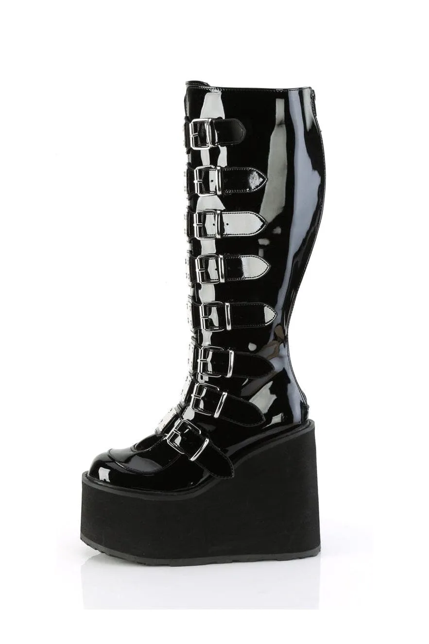 SWING-815WC Black Patent Knee Boot