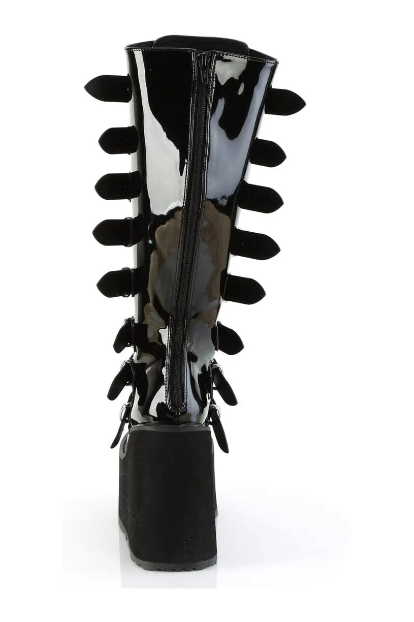 SWING-815WC Black Patent Knee Boot