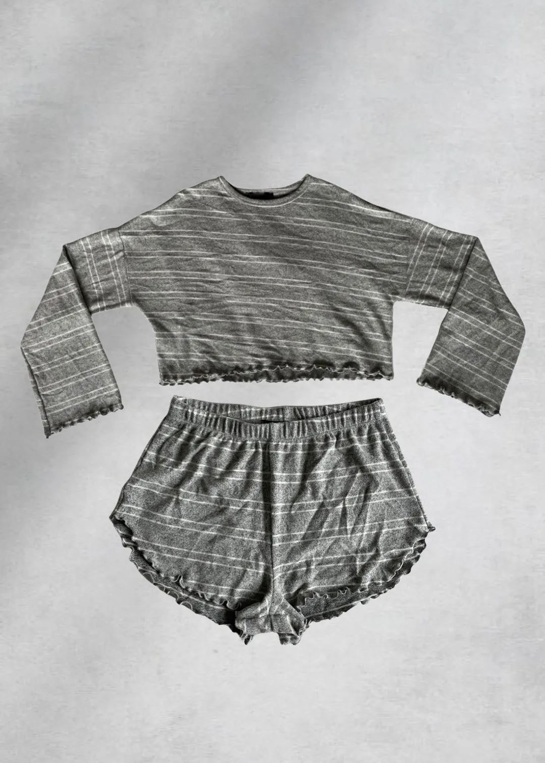 Thea Striped Lounge Top - Grey