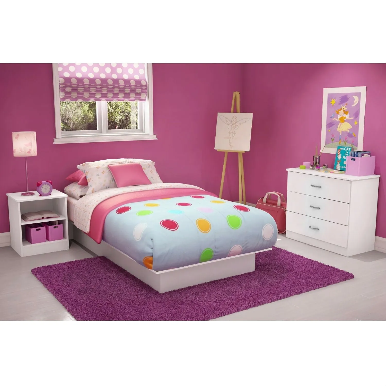 Twin size Modern Platform Bed Frame in White Finish