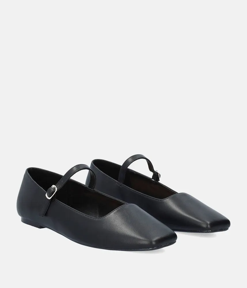 Versatile Black Leather Mary Jane Flats