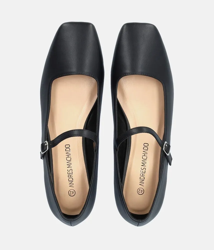 Versatile Black Leather Mary Jane Flats