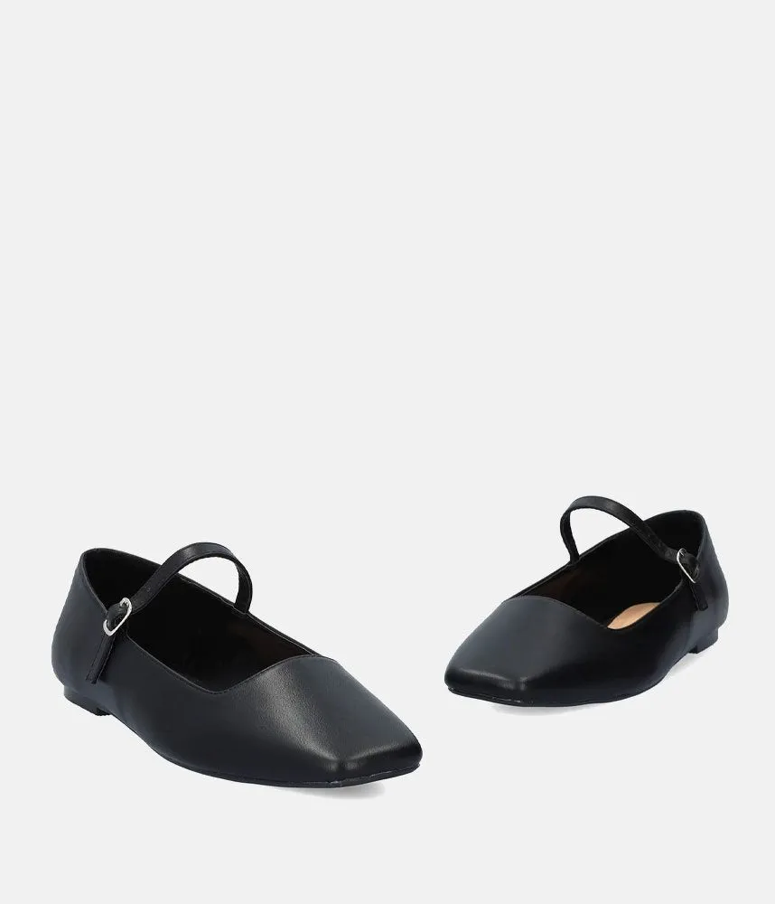 Versatile Black Leather Mary Jane Flats