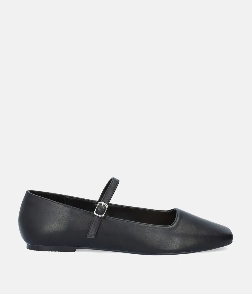 Versatile Black Leather Mary Jane Flats