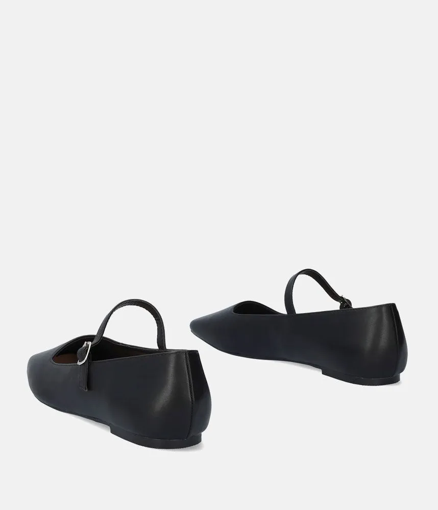 Versatile Black Leather Mary Jane Flats