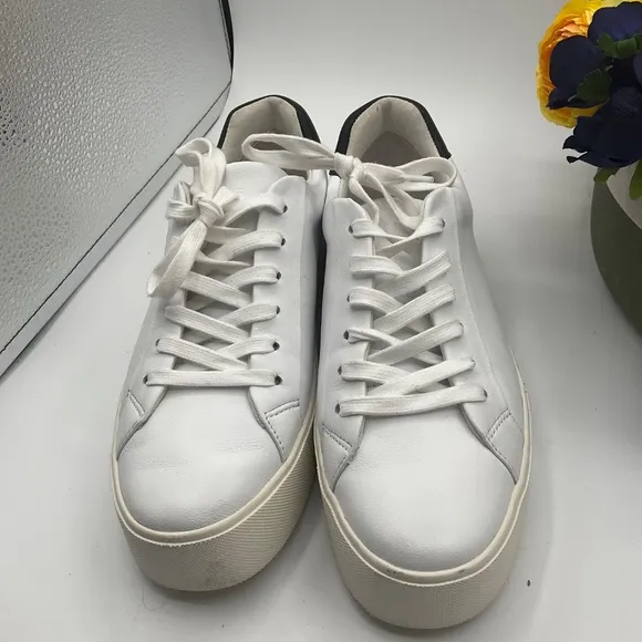 Vince Women's White Leather Platform Benfield Sneakers