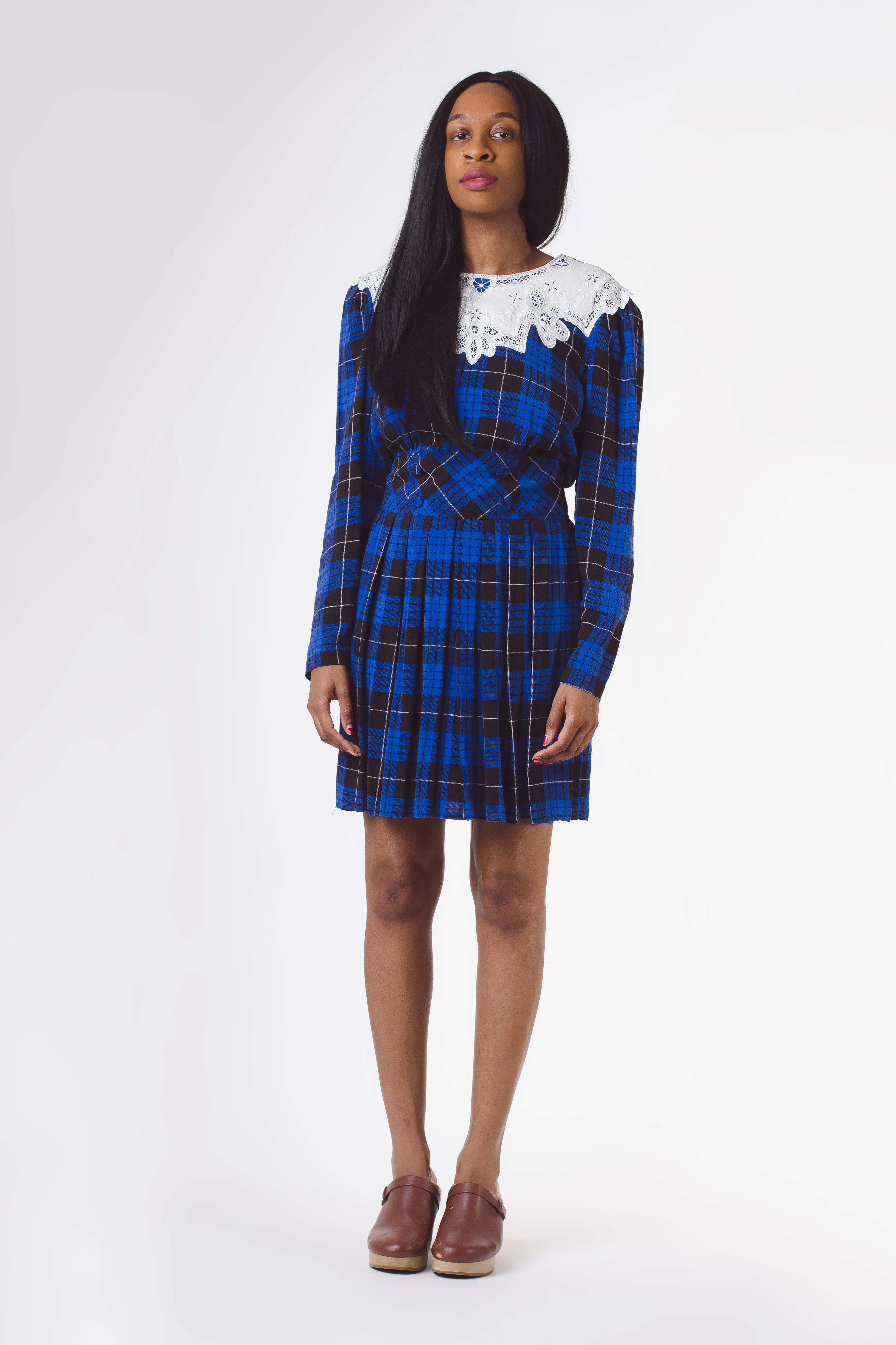 Vintage 90's Blue Houndstooth Mini Dress | S