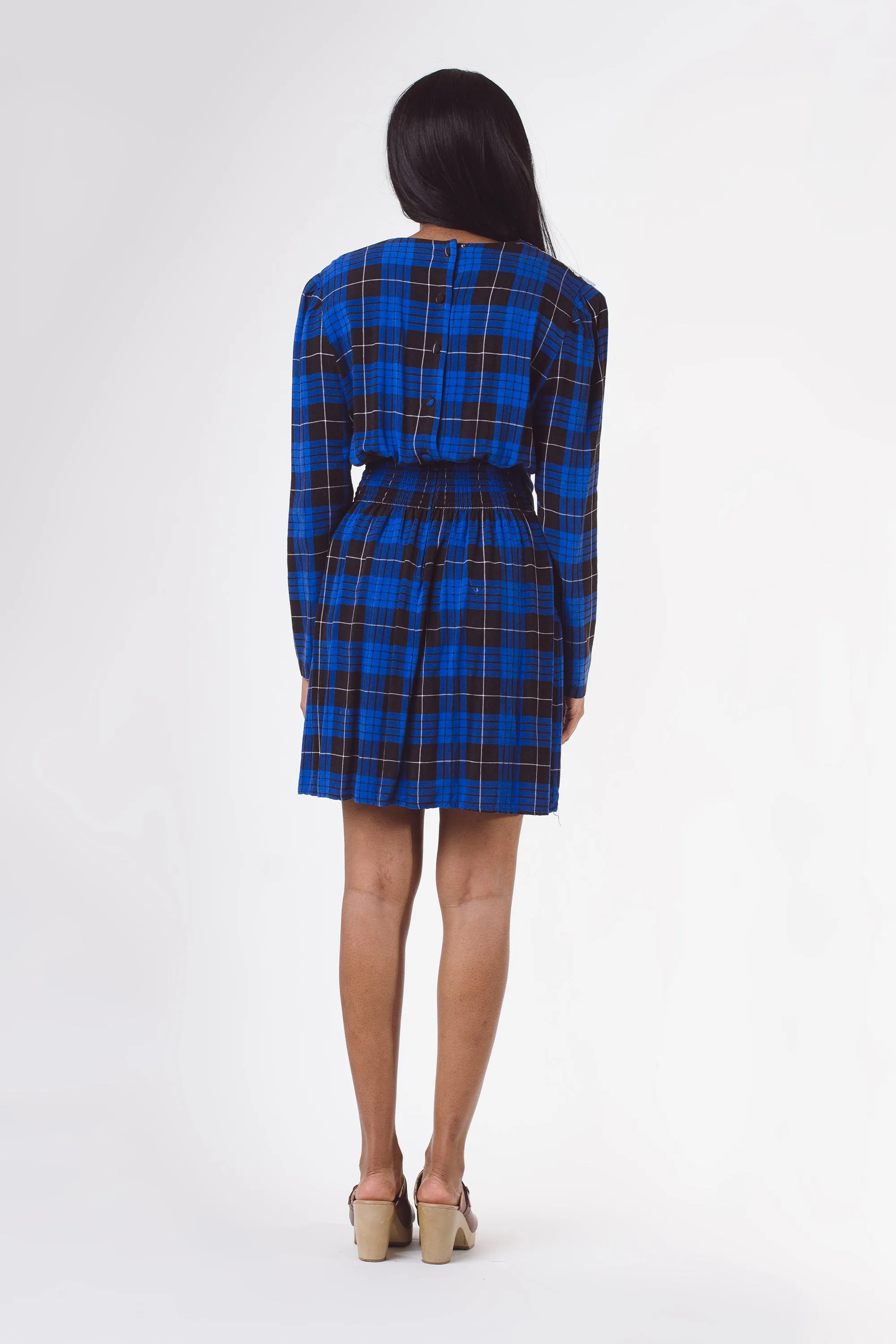 Vintage 90's Blue Houndstooth Mini Dress | S