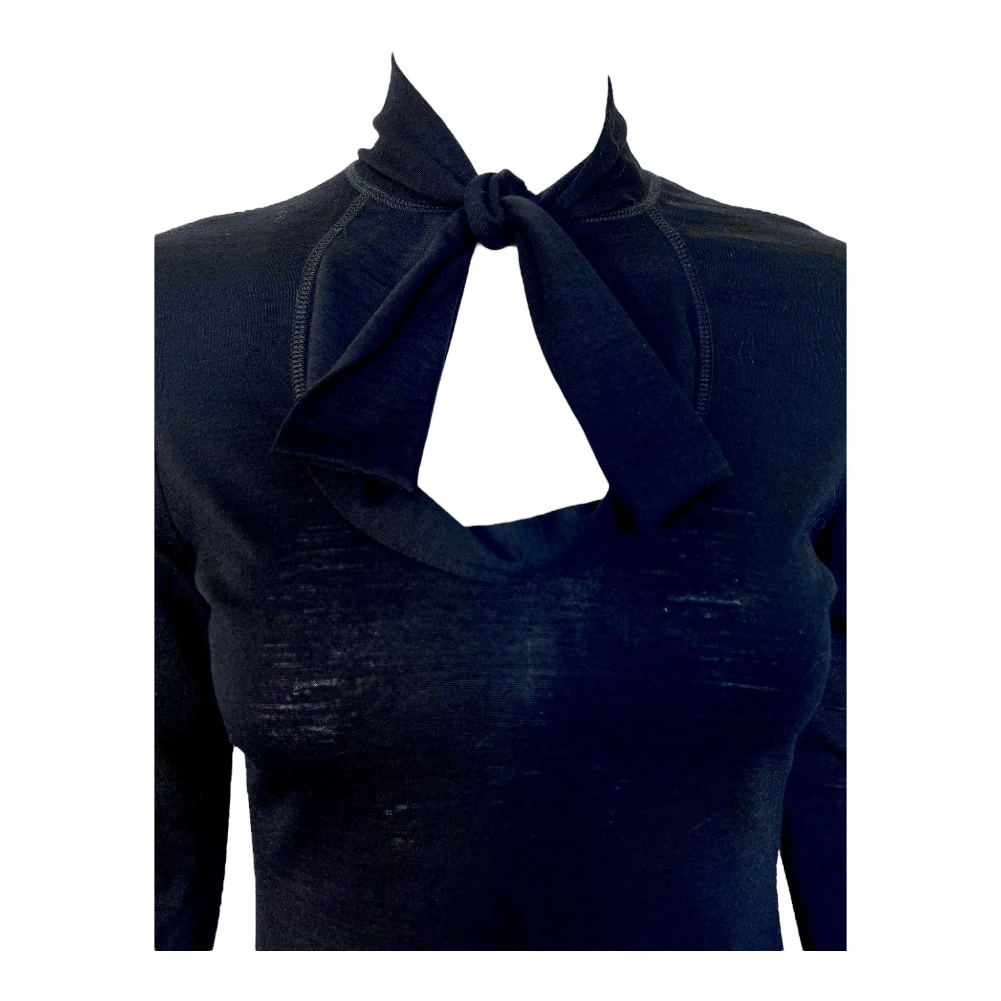 Vivienne Westwood Red Label 1990's Black Wool Tie-Neck Knit Shirt