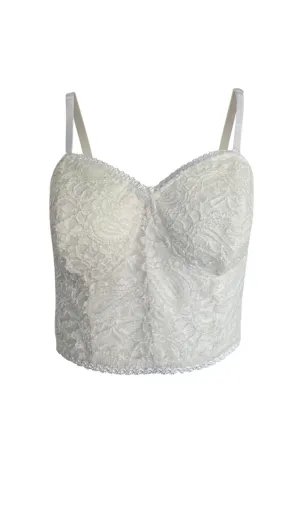 White Dentelles Lycra Crop Top
